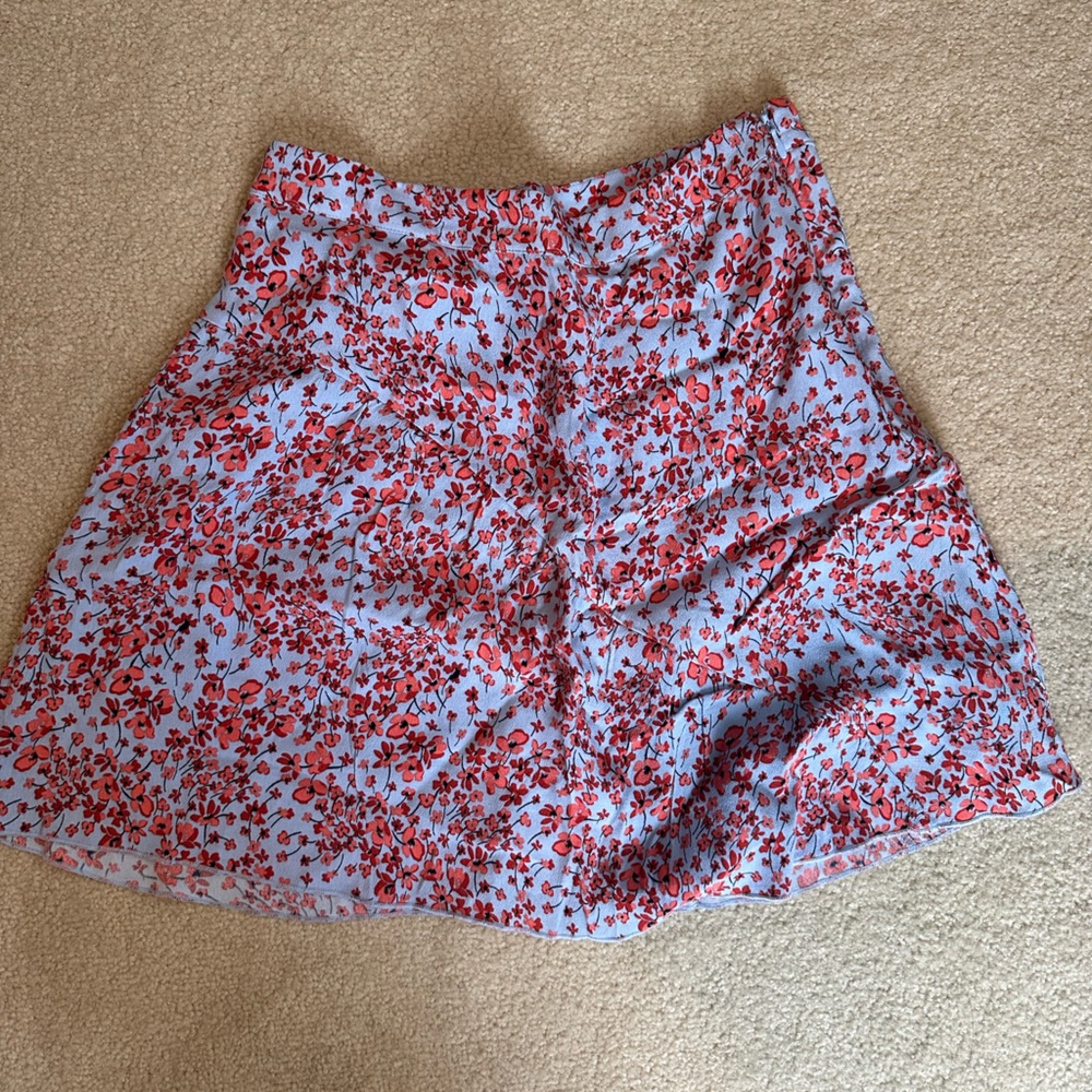 Light Blue and Pink Floral/Cherry Blossom Mini Skirt